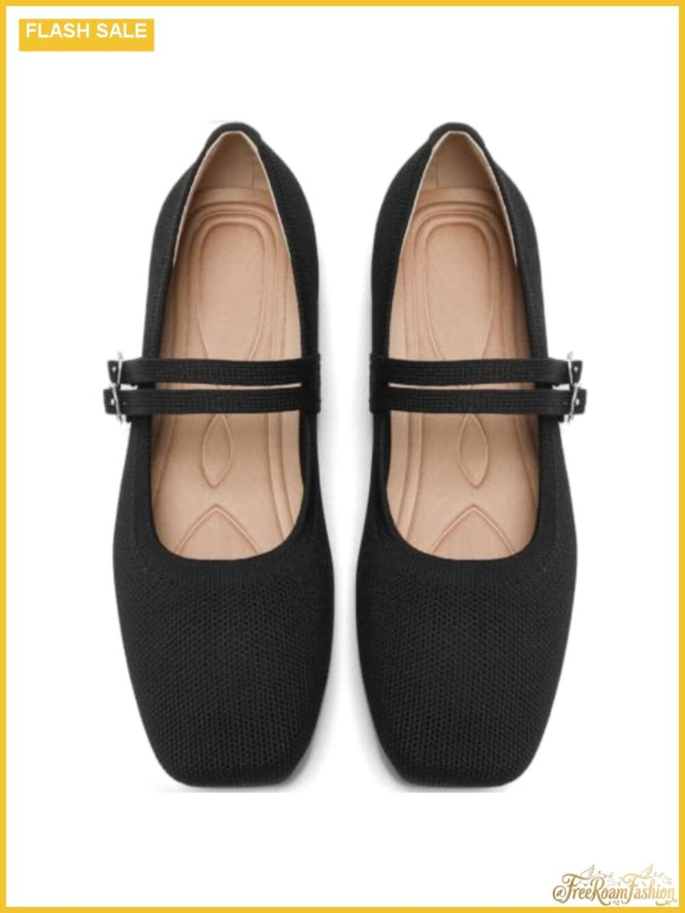 Woven Knit Foldable Ballet Flats Mary Jane Slip On Travel Shoes